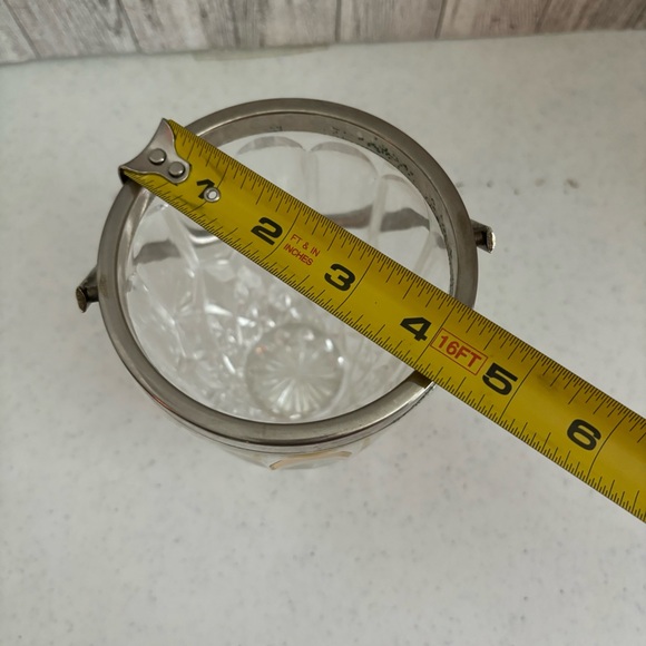 Lead crystal made in England Cut Glass Silver Plated small Ice Bucket With Handl - Picture 9 of 9